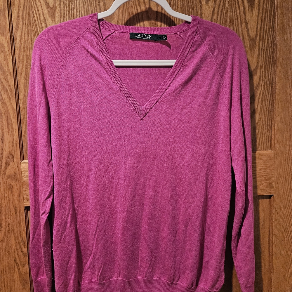 Lauren Ralph Lauren Pink V-Neck Sweater